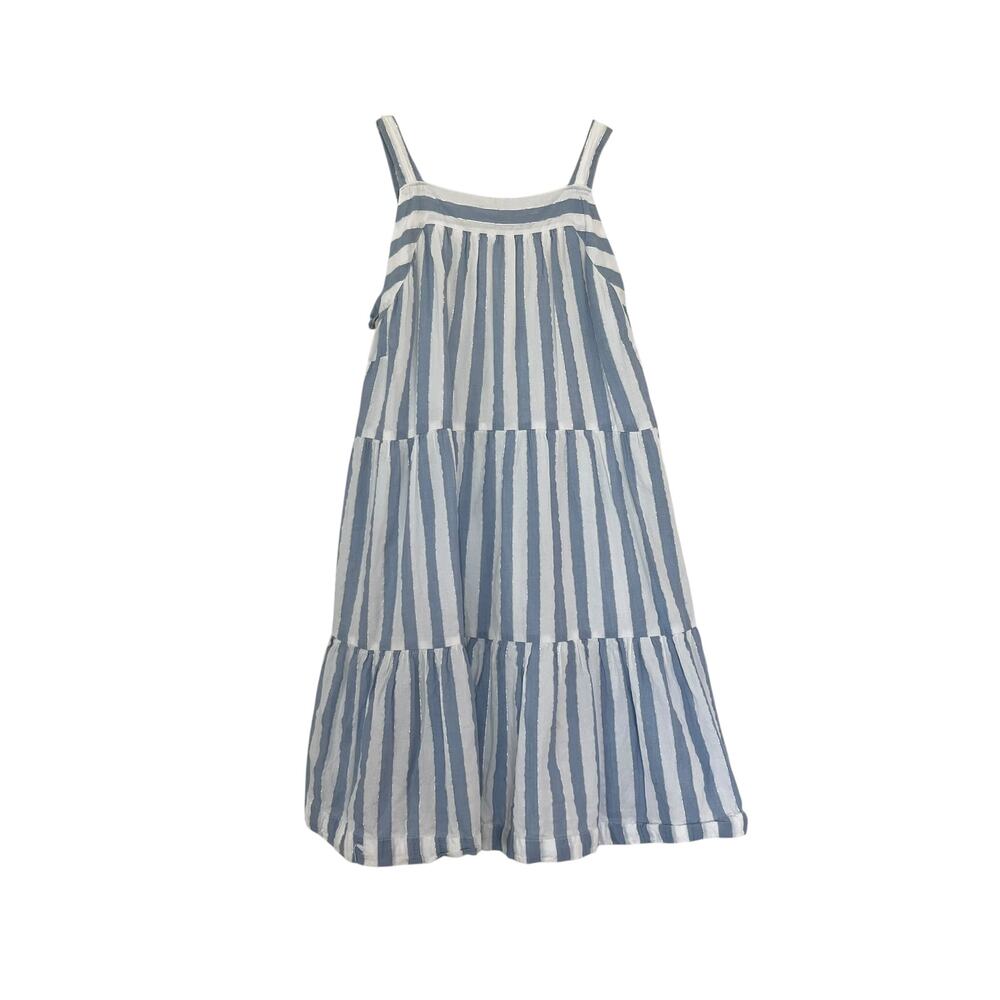 J.Crew Crewcuts Girls Blue White Metallic Seersucker Tiered Sundress 12